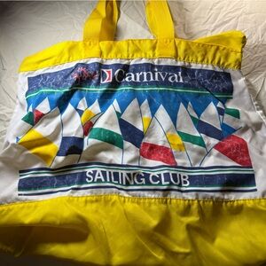 Rare Vintage 90s Carnival Yellow Sailing Club Travel Tote Bag